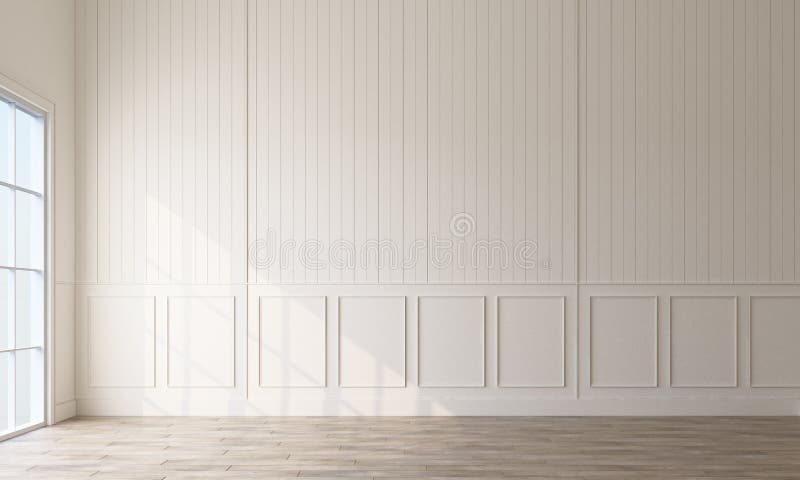 Decorazione e pavimento di legno per pareti classiche moderne.