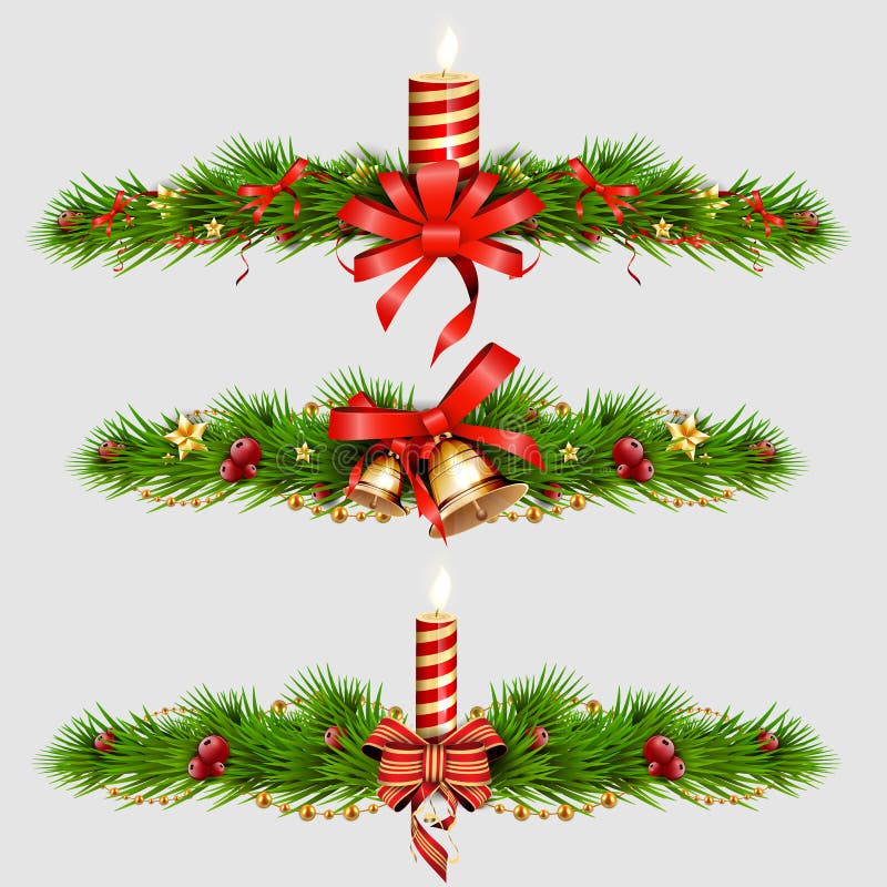Decorazioni con l'albero di abete, campane di Natale di tintinnio dorate Illustrazione di vettore illustrazione di stock Decorazioni con l'albero di abete, campane di Natale di tintinnio dorate Illustrazione di vettore illustrazione di stock