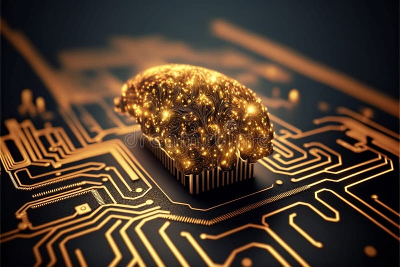 Decorazioni di circuiti per il futuro : l'intelligenza artificiale digitale elabora grandi dati sulla fibra ottica ad alta velocit illustrazione di stock