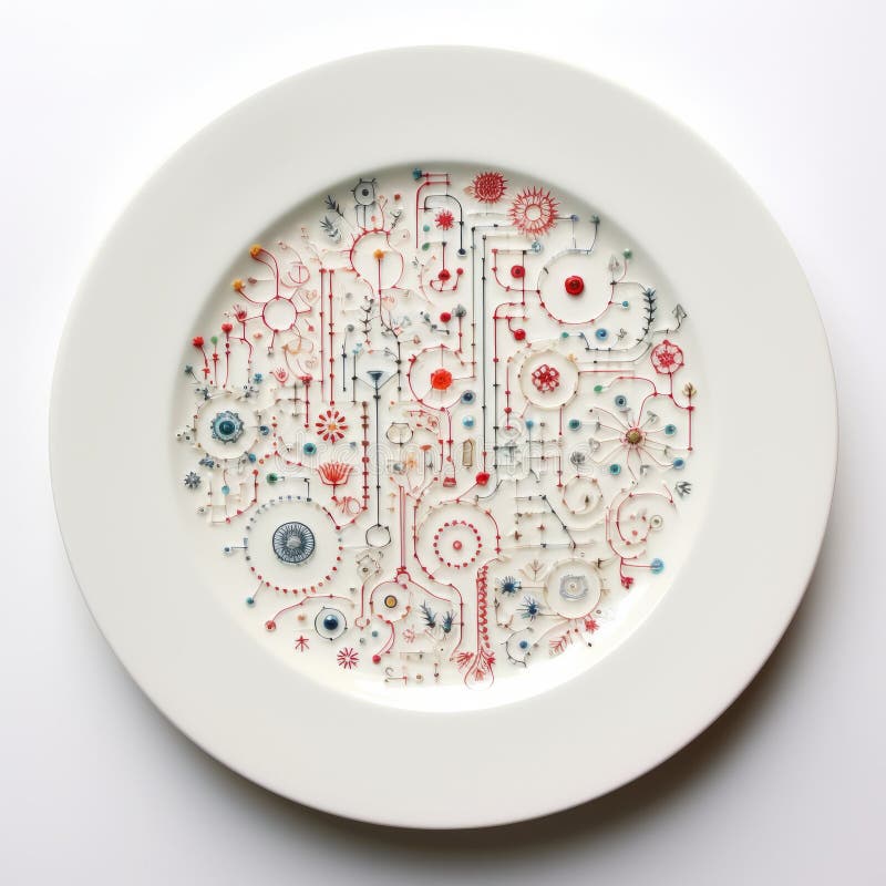 Decorazioni di piastre ricamate : circuito rosso in fondo bianco royalty illustrazione gratis