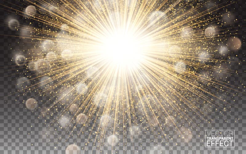 Lights effect Bright flare decoration with sparkles. Gold glowing circle light burst explosion Transparent shine gradient glare texture. Vector illustration on transparent background. Lights effect Bright flare decoration with sparkles. Gold glowing circle light burst explosion Transparent shine gradient glare texture. Vector illustration on transparent background.