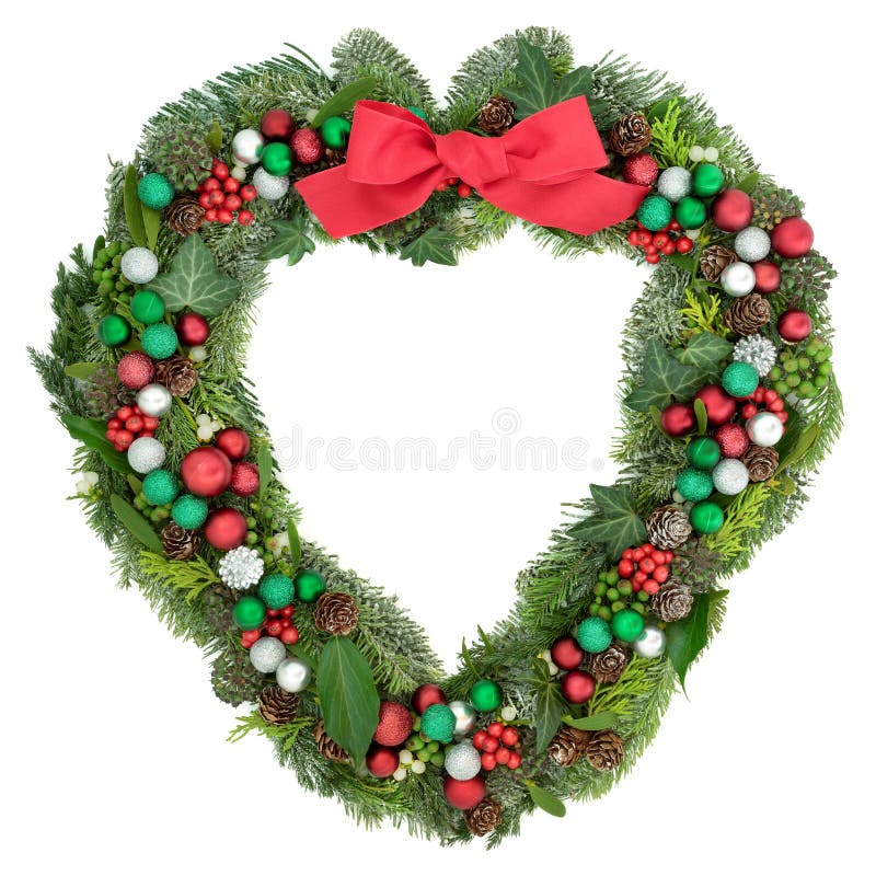 Decoração dada forma coração da grinalda de Chistmas fotos de stock Decoração dada forma coração da grinalda de Chistmas fotos de stock