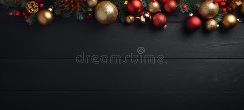 Decoração de natal em fundo escuro, gerativa de ai. ilustração do vetor