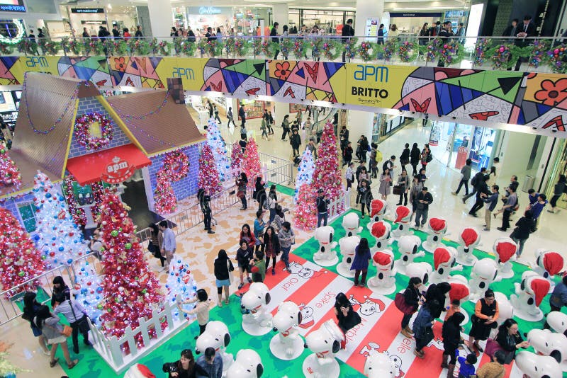 Decoração de Natal do Snoopy em Hong Kong foto de stock royalty free