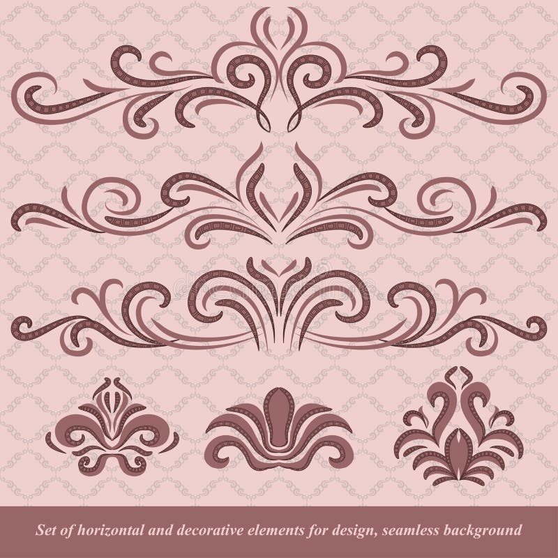 Decoração horizontal dos elementos ilustração stock Decoração horizontal dos elementos ilustração stock