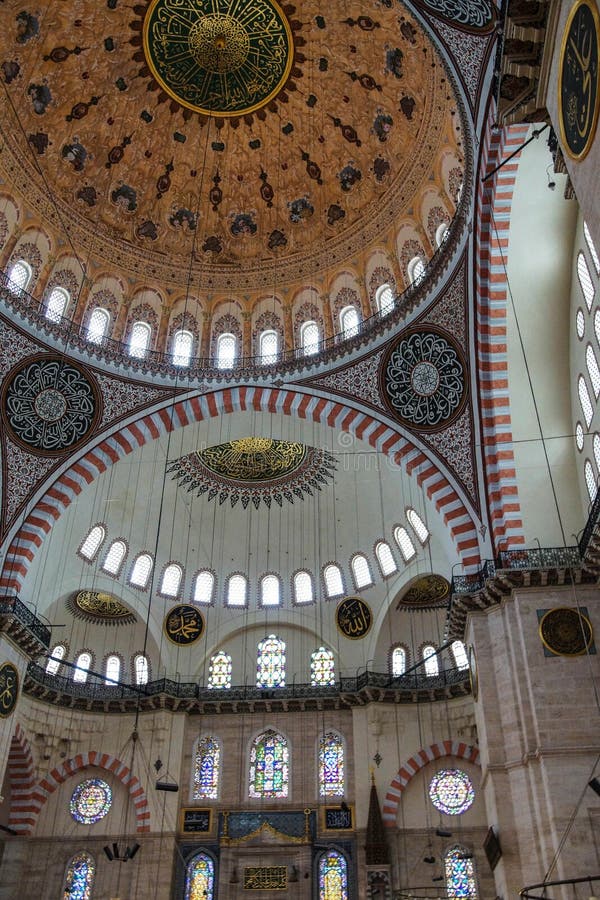 Decoração interior da mesquita de Suleymanie foto de stock Decoração interior da mesquita de Suleymanie foto de stock