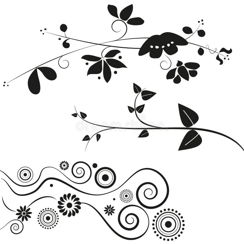 Decorações da flor e do redemoinho ilustração do vetor Decorações da flor e do redemoinho ilustração do vetor