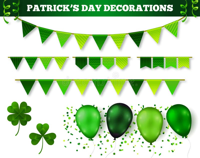 Decorações do dia do ` s de St Patrick ajustadas ilustração do vetor Decorações do dia do ` s de St Patrick ajustadas ilustração do vetor