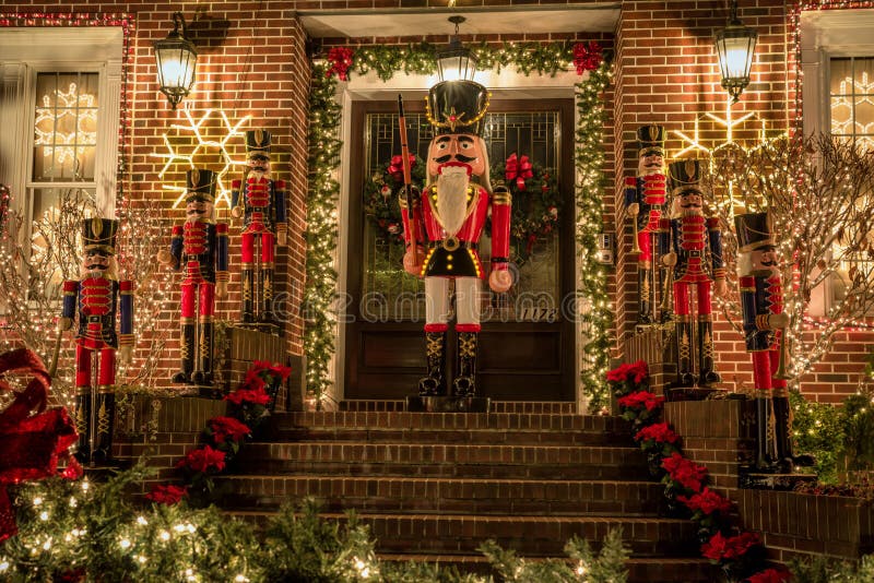 New York, USA, December 10, 2018: Christmas decorations of houses in the neighborhood of Dyker Heights, in southwest of Brooklyn, in New York. USA. New York, USA, December 10, 2018: Christmas decorations of houses in the neighborhood of Dyker Heights, in southwest of Brooklyn, in New York. USA