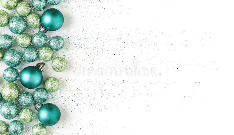 Decorațiuni de sărbătoare strălucitoare, albastru și verde, cu efect special strălucitor. stock photo