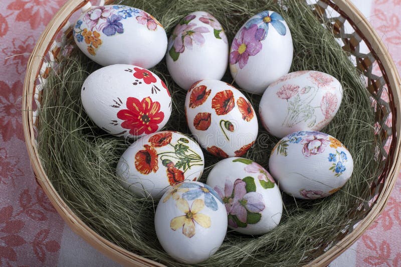 Decoupage eggs stock image. Image of bokeh, home, group 51047073