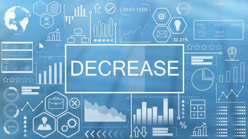 Decrease, animated typography. Hologram concept. Decrease video