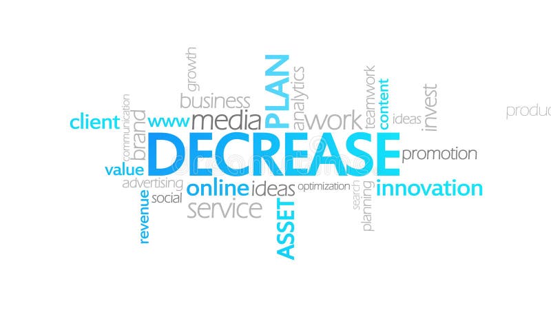 Decrease, Animated Typography. Decrease, Infographic Cloud Animation,4k high quality. Decrease chart video