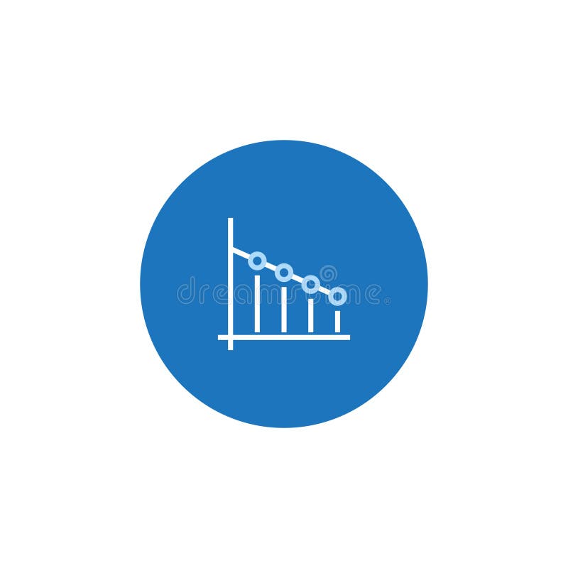 Decrease Chart, Drop Graph Icon Vector in Circle Shape royalty free illustration