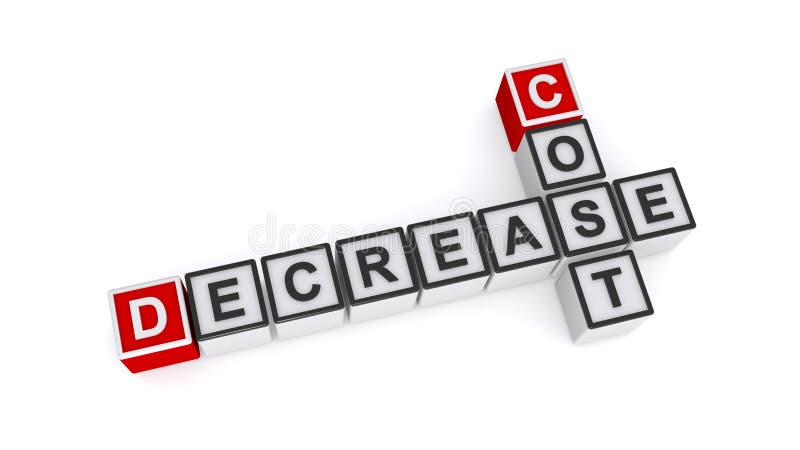 Decrease cost word blocks on white background. Cost price decrease stock images, royalty-free photos and pictures