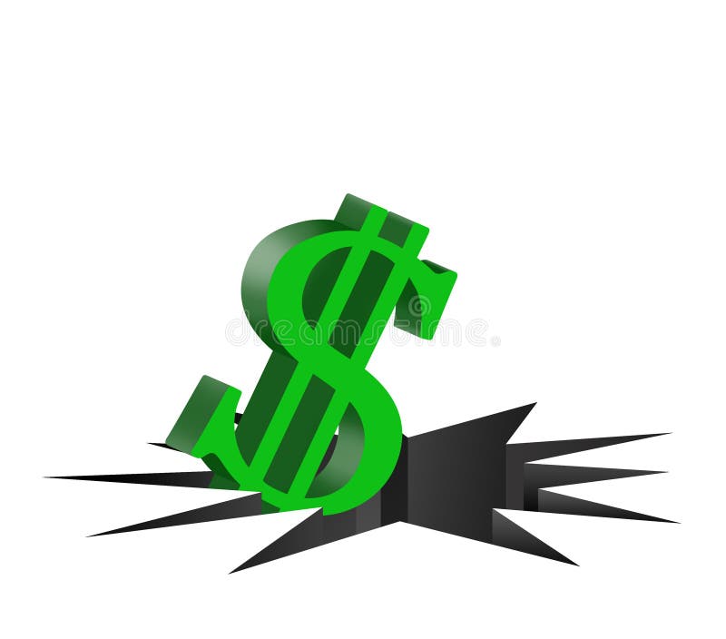 A dollar fall intro pit. Decrease dollar illustrations