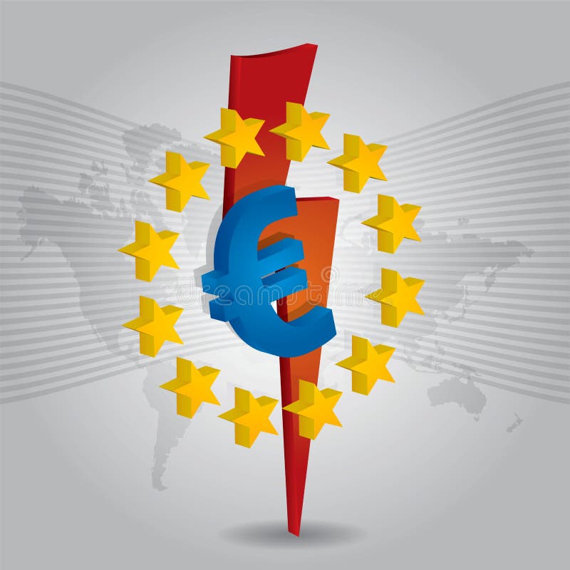 Decrease in Euro exchange rate. Rate decrease graphic vectors