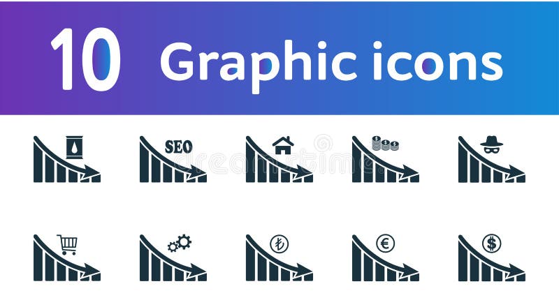Decrease Graphic Icons Set. UI and UX. Premium Quality Symbol ...