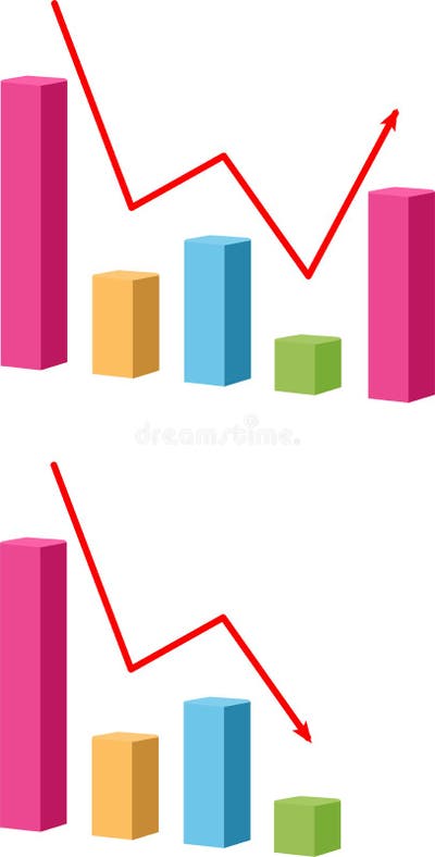 Decrease and Growing Graph Icon. Chart with Bars Declining Raster Icon ...