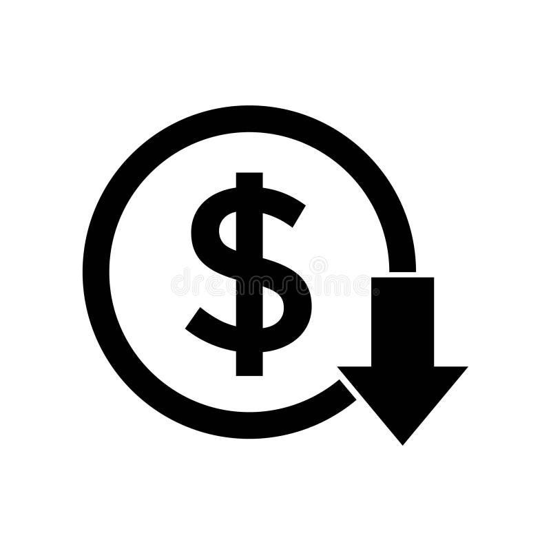 Decrease icon, cost reduction icon vector symbol. Price low decrease icon illustrations