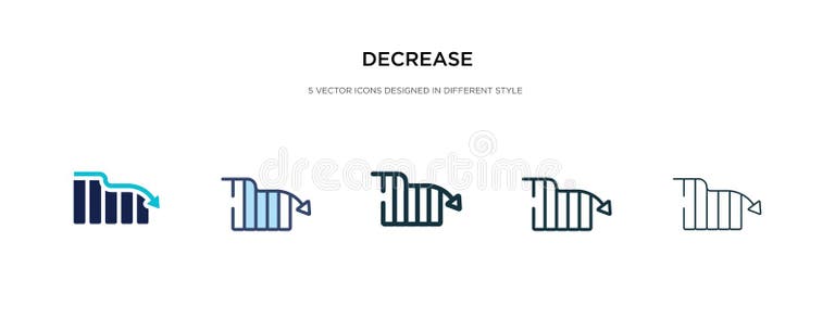Decrease Icon in Different Style Vector Illustration. Two Colored and ...