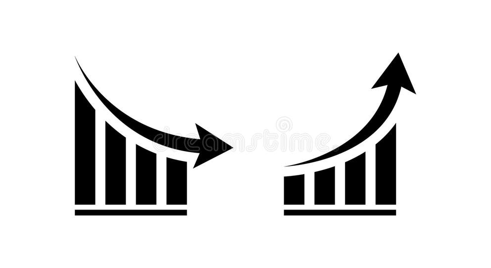 Decrease and Increase Chart Icon with Arrow. Negative and Positive ...