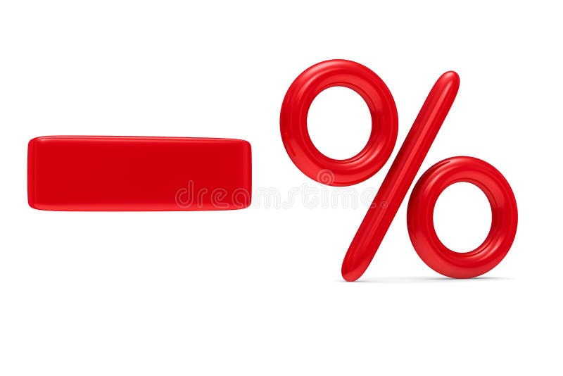 Decrease percent on white background. 3D image. Decrease percentage illustrations