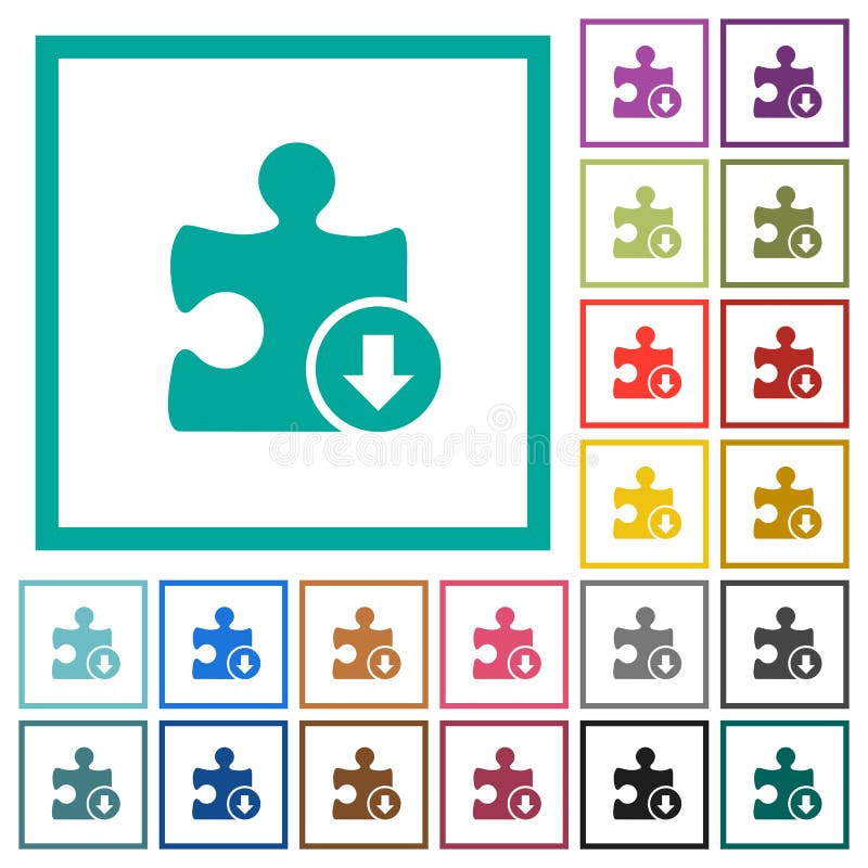 Decrease plugin priority flat color icons with quadrant frames on white background. Flat decrease vectors