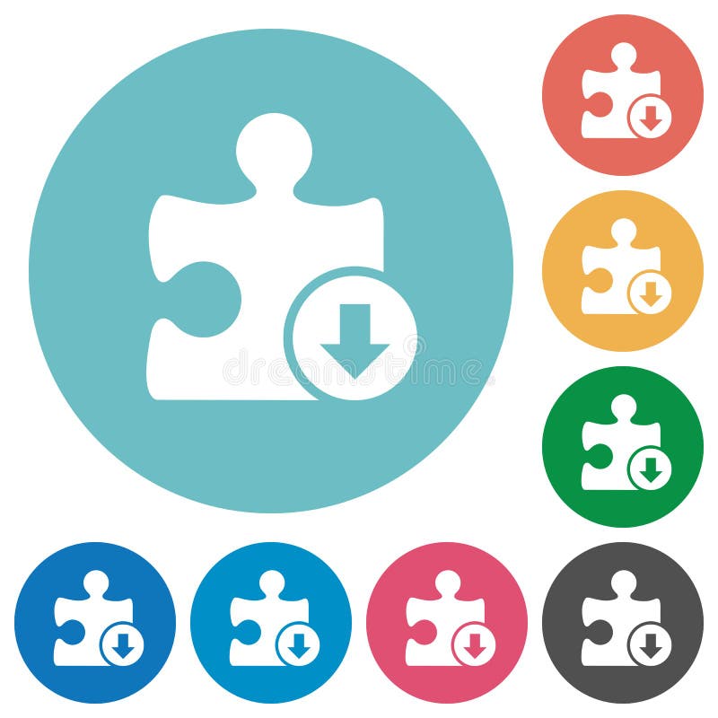 Decrease plugin priority flat white icons on round color backgrounds. Flat decrease vectors