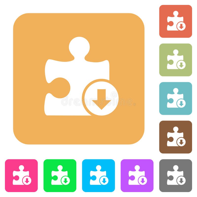 Decrease plugin priority flat icons on rounded square vivid color backgrounds. Flat decrease vectors