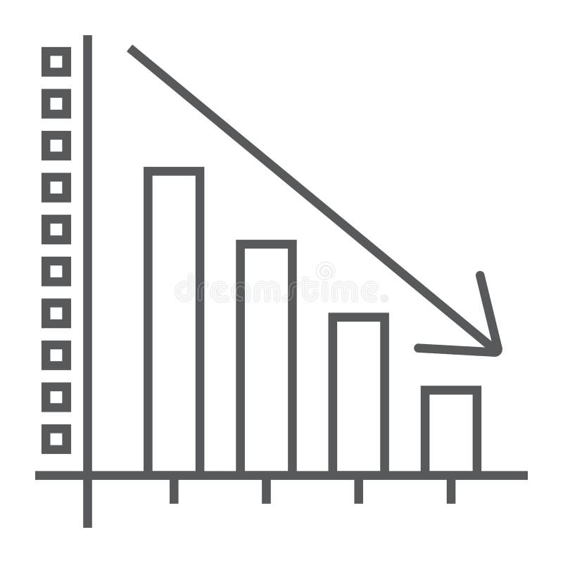 Decrease thin line icon, reduction and analytics vector illustration