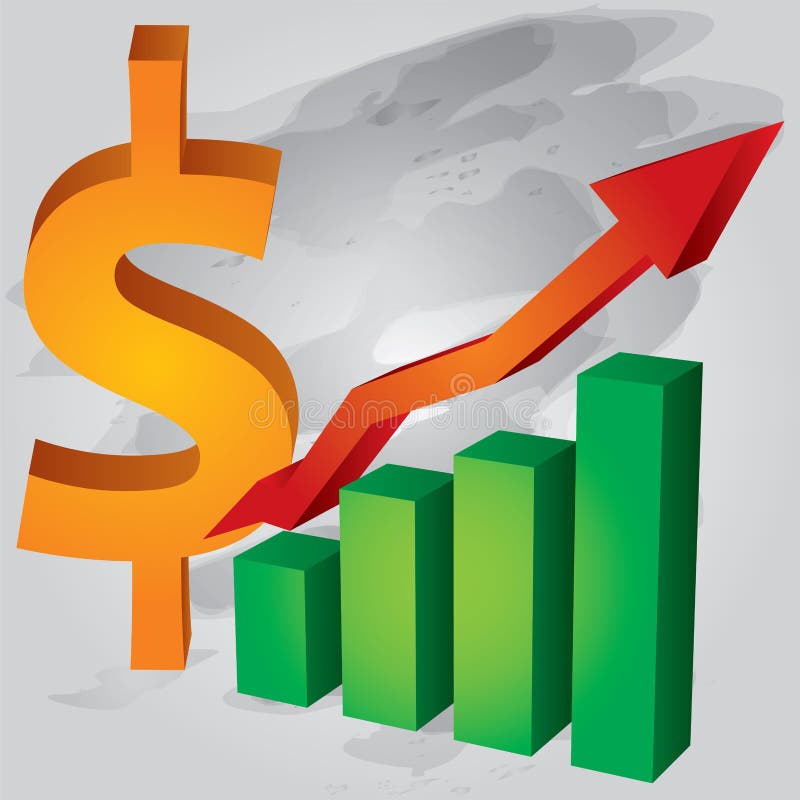 Dollar exchange rate increases - abstract illustration. Rate decrease graphic vectors