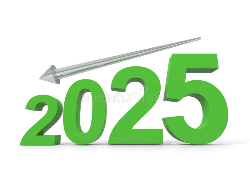 Decrease year 2025 on white background. Increase decrease graph illustrations