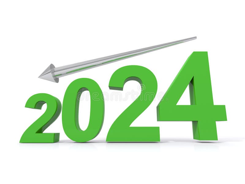 Decrease year 2024 on white background. Increase decrease graph illustrations