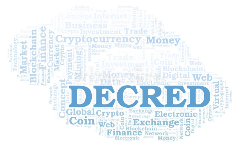 Decred cryptocurrency硬币词云彩 库存例证