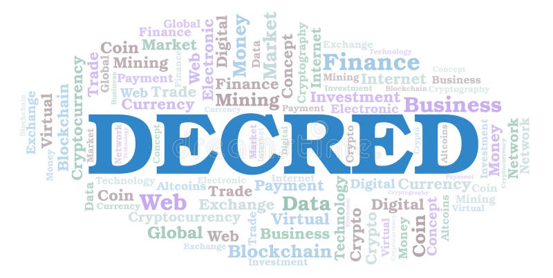 Decred cryptocurrency硬币词云彩 库存例证