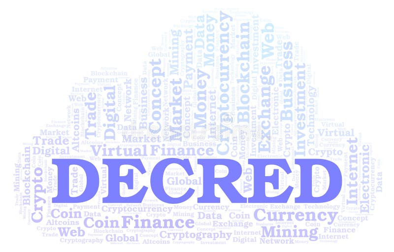 Decred cryptocurrency硬币词云彩 向量例证