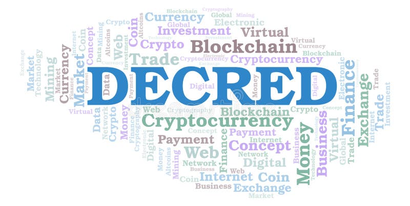 Decred cryptocurrency硬币词云彩 库存例证