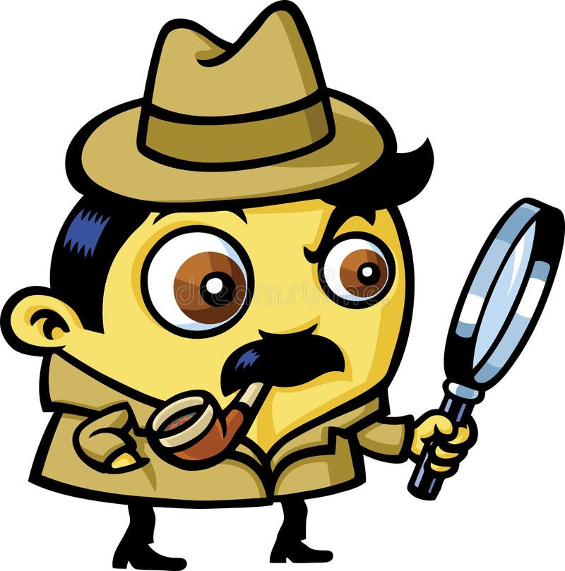 A detective is looking for clues with a magnifying glass. A detective is looking for clues with a magnifying glass.