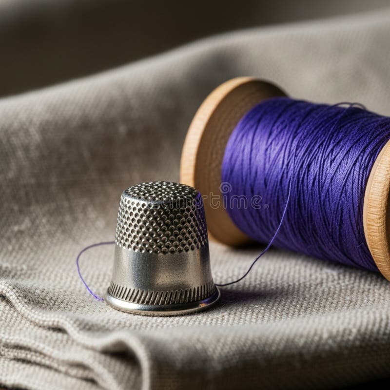 Dedal y Carrete de Hilo Morado libre illustration