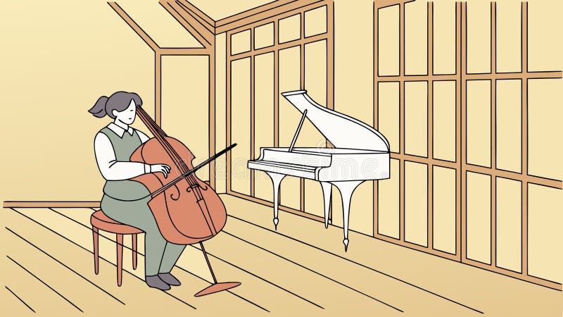 Dedicated Cellist Practicing with Piano in a Home Music Studio, vector design Generative AI vector illustration