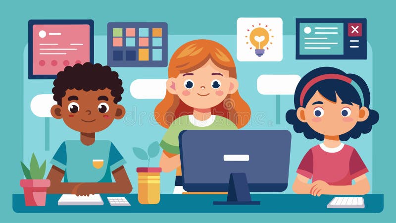 Kids Computer Lab Stock Illustrations – 228 Kids Computer Lab Stock