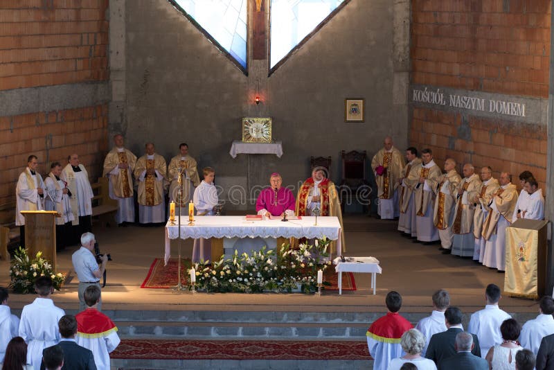 GDANSK KOWALE, POLAND - JUNE 09 Dedication of the Church Parish of Saint Kinga in Kowale by Archbishop of the Archdiocese of Gdansk Leszek Sławoj Glodz. June 09, 2013. Gdansk Kowale, Poland. GDANSK KOWALE, POLAND - JUNE 09 Dedication of the Church Parish of Saint Kinga in Kowale by Archbishop of the Archdiocese of Gdansk Leszek Sławoj Glodz. June 09, 2013. Gdansk Kowale, Poland.