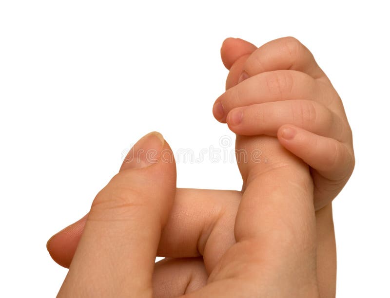 Dedo da matriz e mão do bebê
