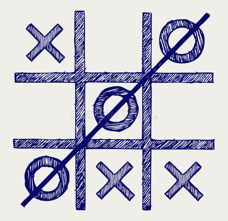 Tic tac toe esboço desenhado à mão tic tac toe jogo para crianças