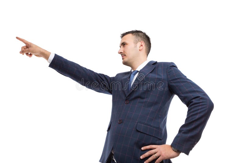 Dedo poiting do homem de negócios visionário até o futuro imagens de stock Dedo poiting do homem de negócios visionário até o futuro imagens de stock