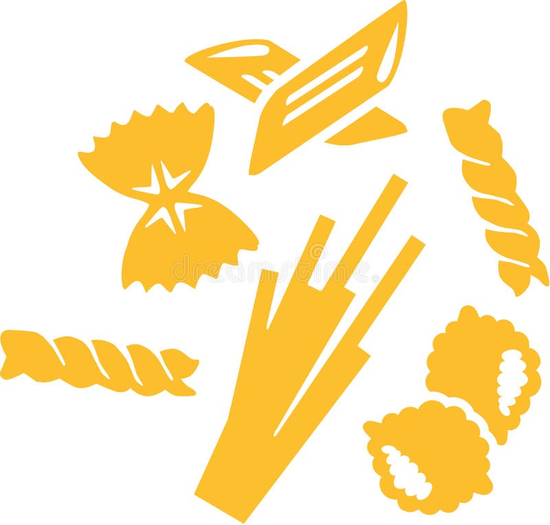 Deegwarenvariaties - fusilli van spaghettirigatoni vector illustratie Deegwarenvariaties - fusilli van spaghettirigatoni vector illustratie