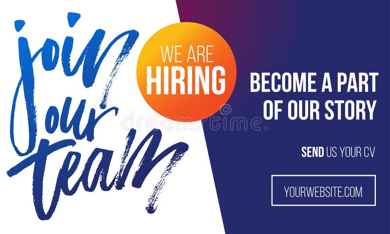 Deel uit te maken van de poster van het ontwerp van teamwerving. we huren banner of poster sjabloon Deel uit te maken van de poster van het ontwerp van teamwerving. we huren banner of poster sjabloon