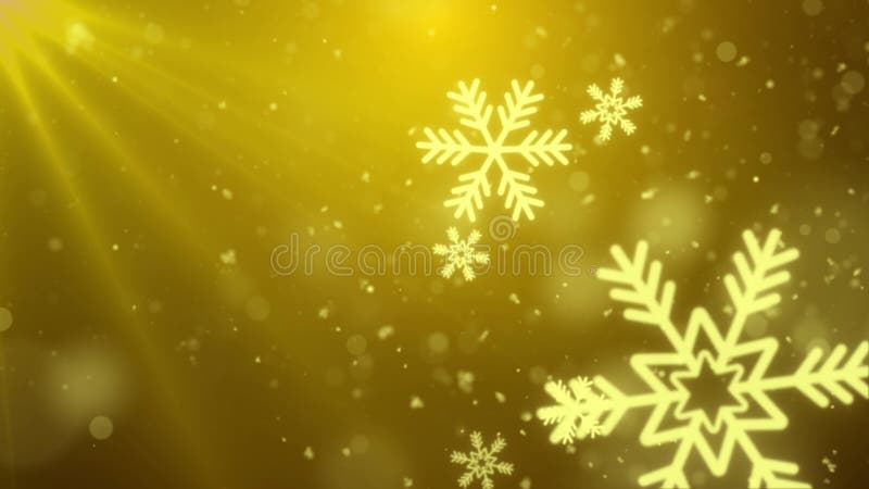 Deeltjes gouden sneeuwvlok winter glitter bokeh abstract achtergrondlus animatie.