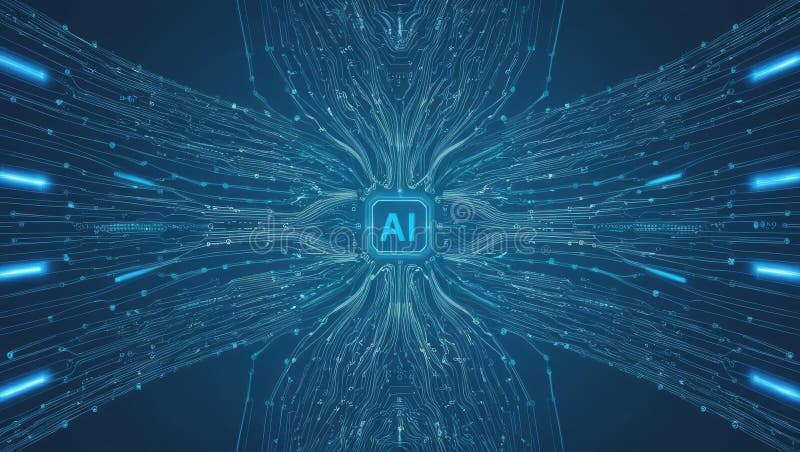 Deep blue abstract background featuring interconnected lines and dots in a digital cyber aesthetic vector illustration